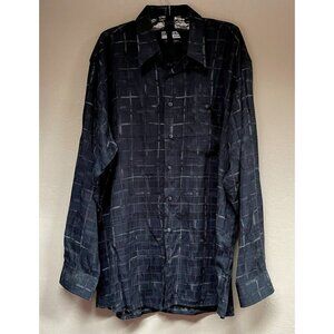 Georg Roth Mens Check Black Business Casual Button Down Shirt XL Long Sleeve